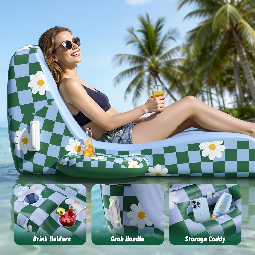 Pool Lounger with Cup Holder and Caddy view 6
