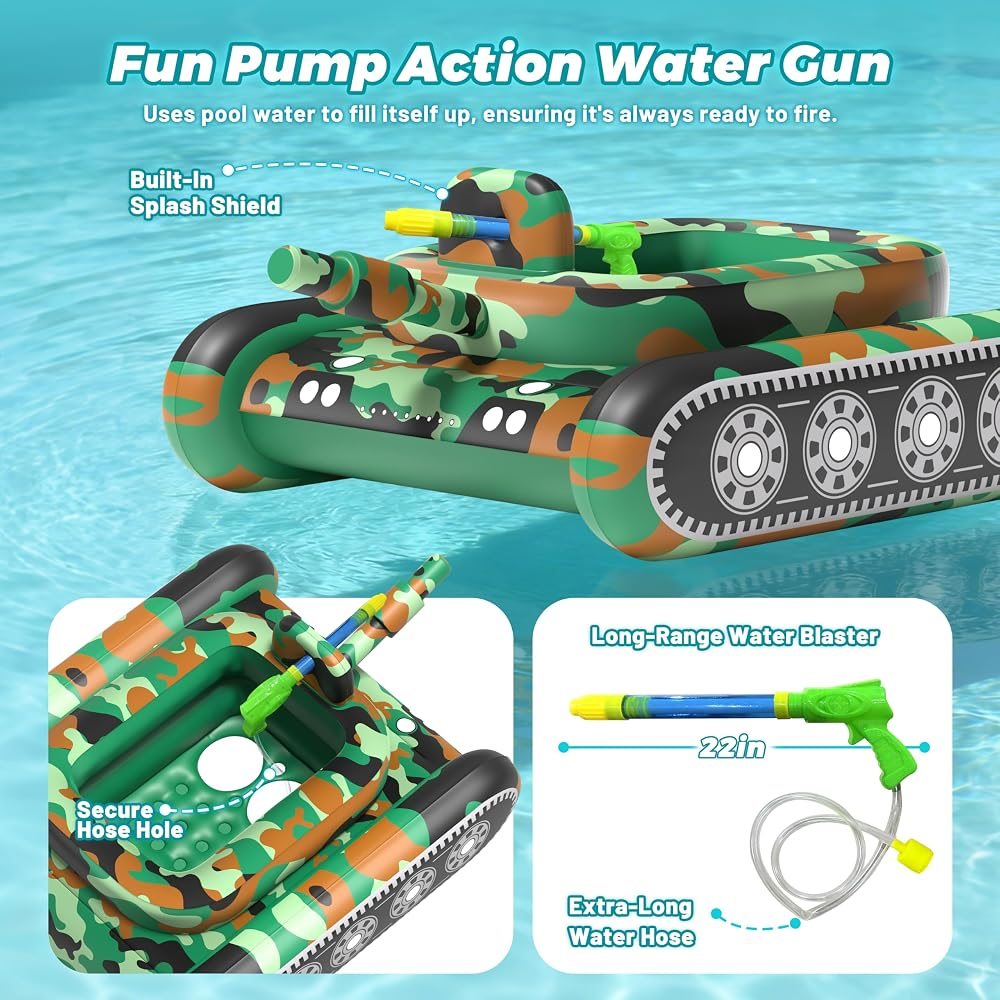 Tank Pool Float with Water Cannon view 7